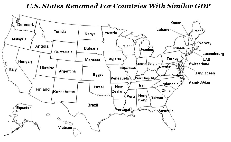 US States Renamed for Countries With Similar GDP